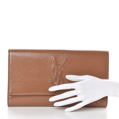 Saint Laurent Textured Patent Calfskin Monogram Large Belle De Jour Clutch Nude 2 of 8