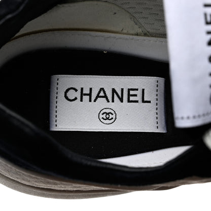 Chanel Fabric Suede Kidskin CC Sneakers 40 Black White 7 of 9