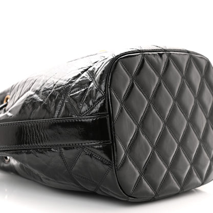 Chanel Shiny Aged Calfskin CC Chain Drawstring Bag Black 9 of 11