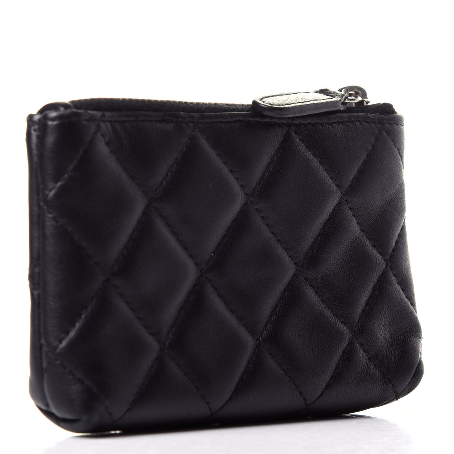 Lambskin Quilted Key Holder Case Black