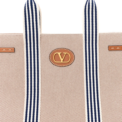 Valentino Garavani Jacquard Canvas Vlogo Antibes Shopping Bag Natural Multicolor 7 of 9