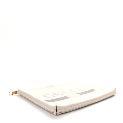 Gucci Pebbled Calfskin Medium Logo Portfolio Clutch White 4 of 8