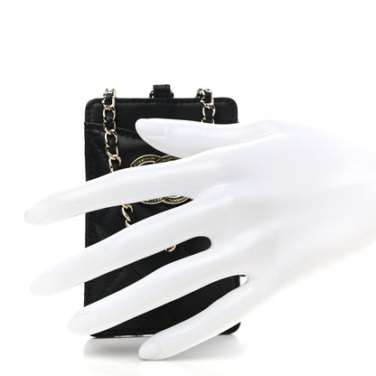 Chanel Lambskin Quilted Glitter Card Holder On Chain Black 2 of 7