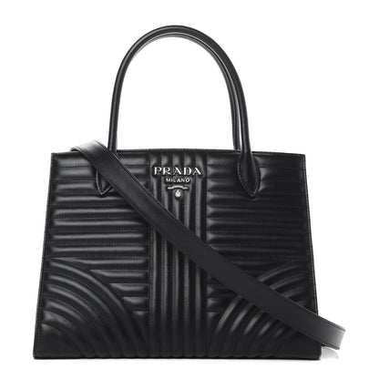 Prada Soft Calfskin Impunture Diagramme Tote Black 1 of 12