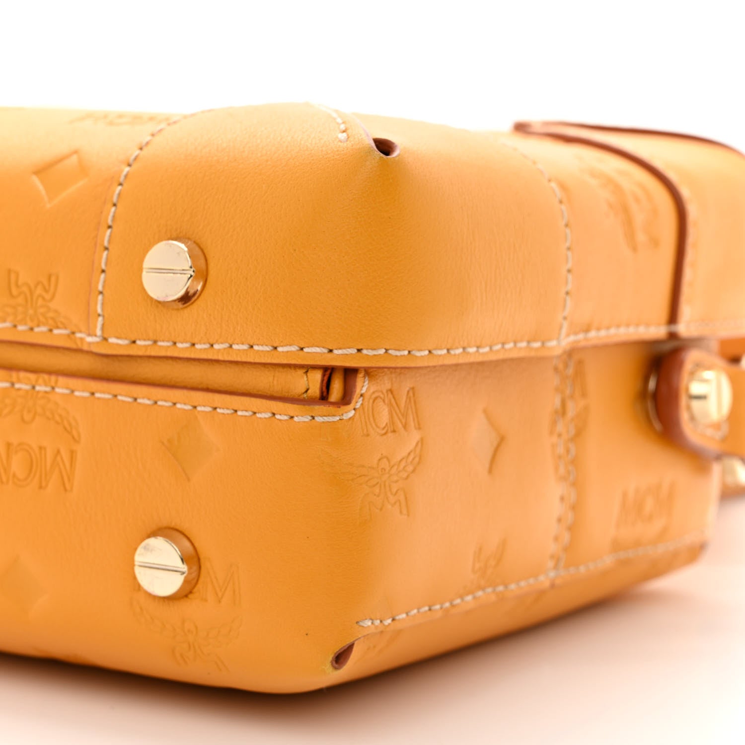 MCM Calfskin Ottomar Monogram Soft Berlin Crossbody Golden Mango 10 of 10
