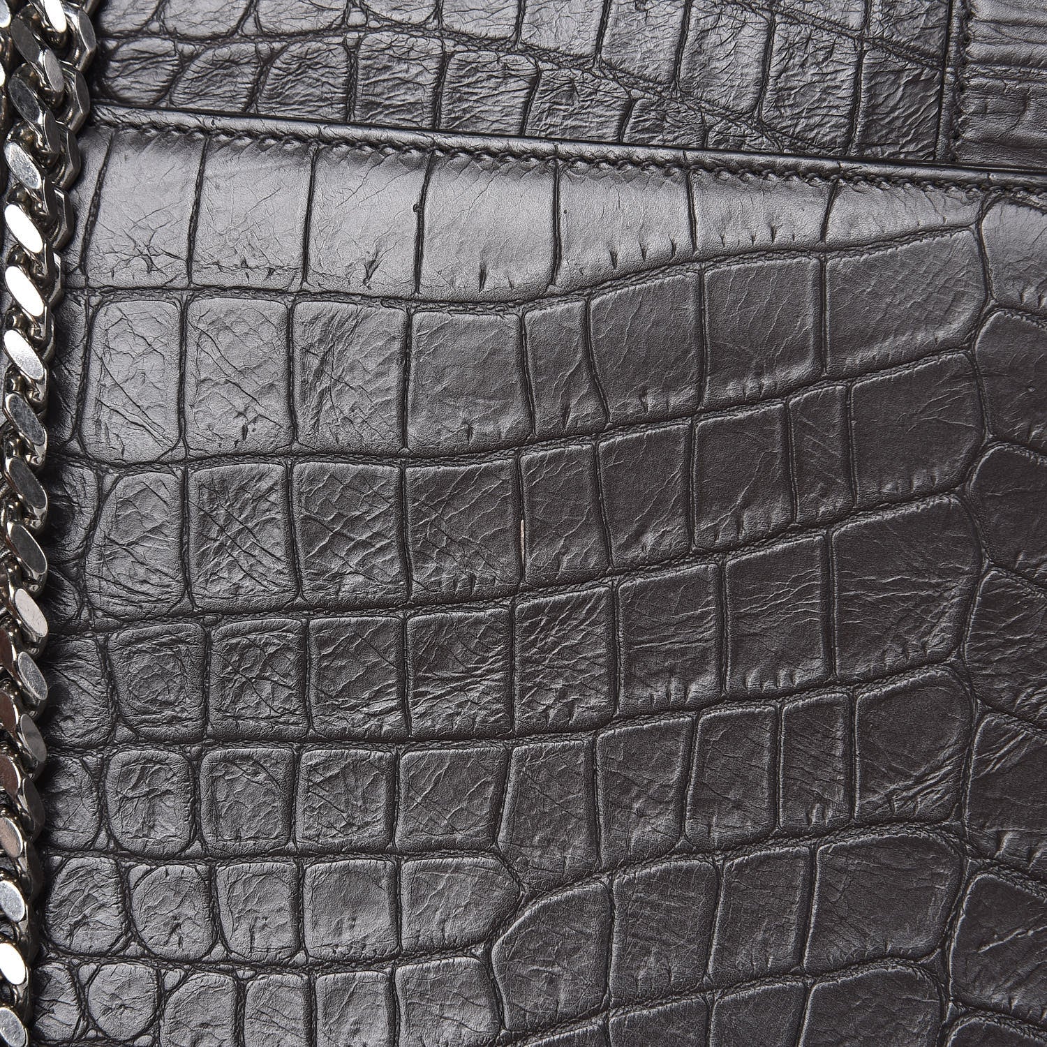 Saint Laurent Calfskin Crocodile Embossed Large Monogram Satchel Fog 18 of 20