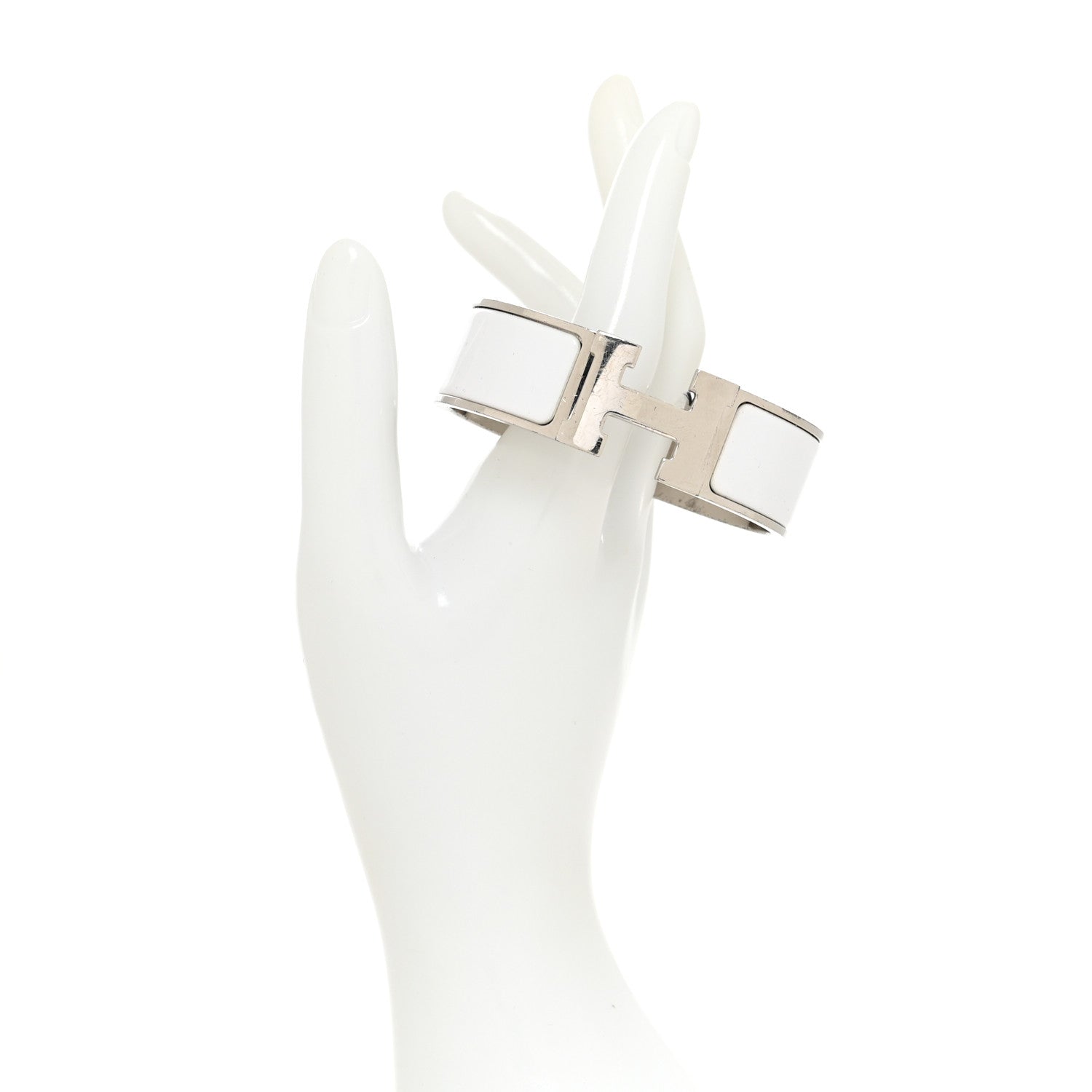 Hermes Enamel Wide Clic Clac H Bracelet GM White 2 of 5