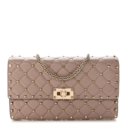 Valentino Garavani Lambskin Rockstud Spike Wallet on Chain Poudre 1 of 9