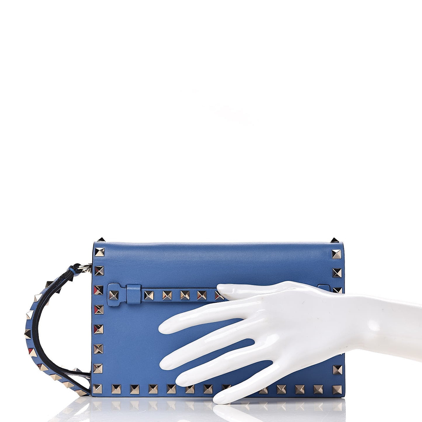 Nappa Small Rockstud Wristlet Clutch Light Sapphire
