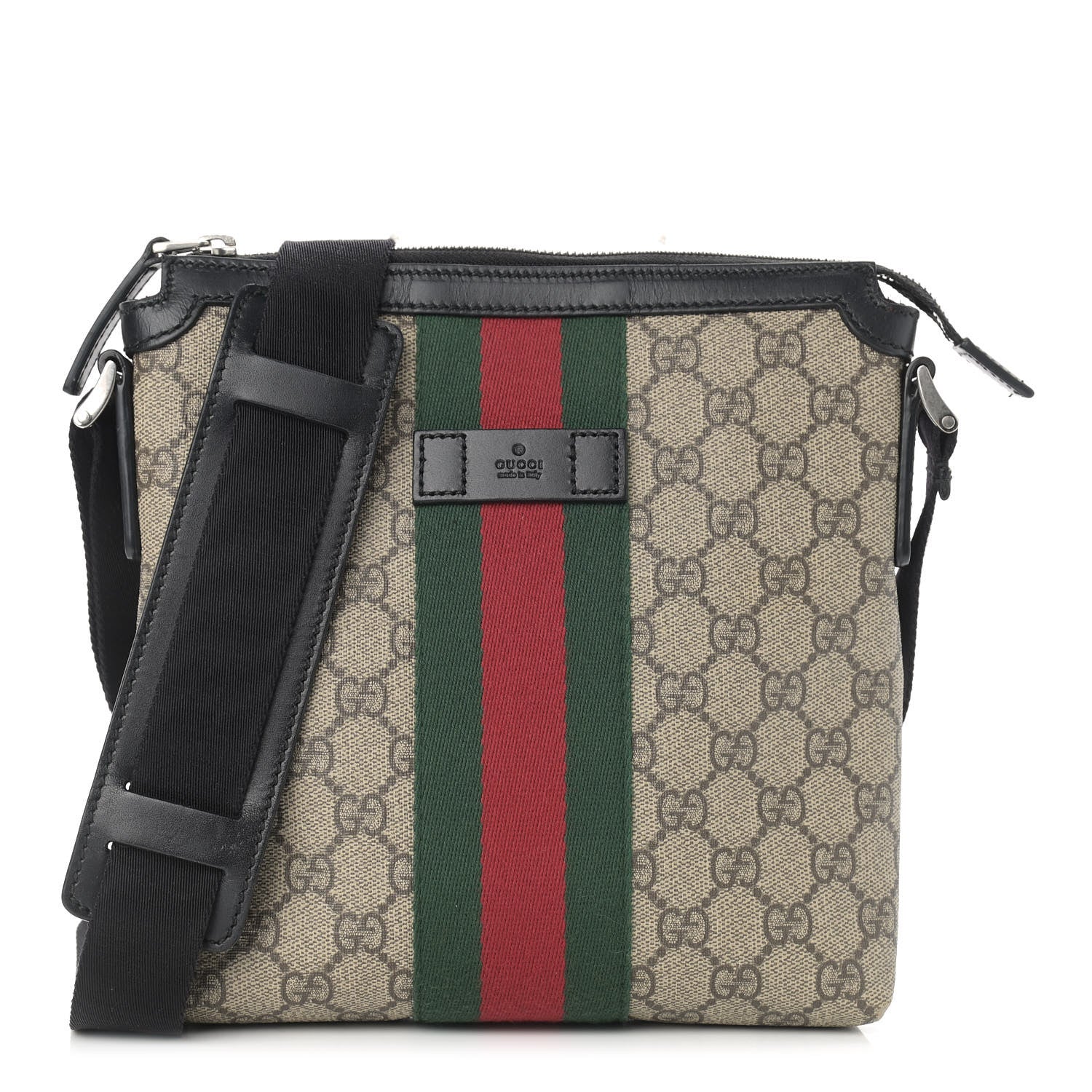 Gucci GG Supreme Monogram Web Messenger Bag Black 1 of 9
