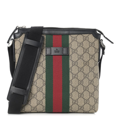 Gucci GG Supreme Monogram Web Messenger Bag Black 1 of 9