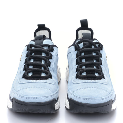 Chanel Suede Calfskin Nylon Grosgrain CC Sneakers 36.5 Light Blue 2 of 9