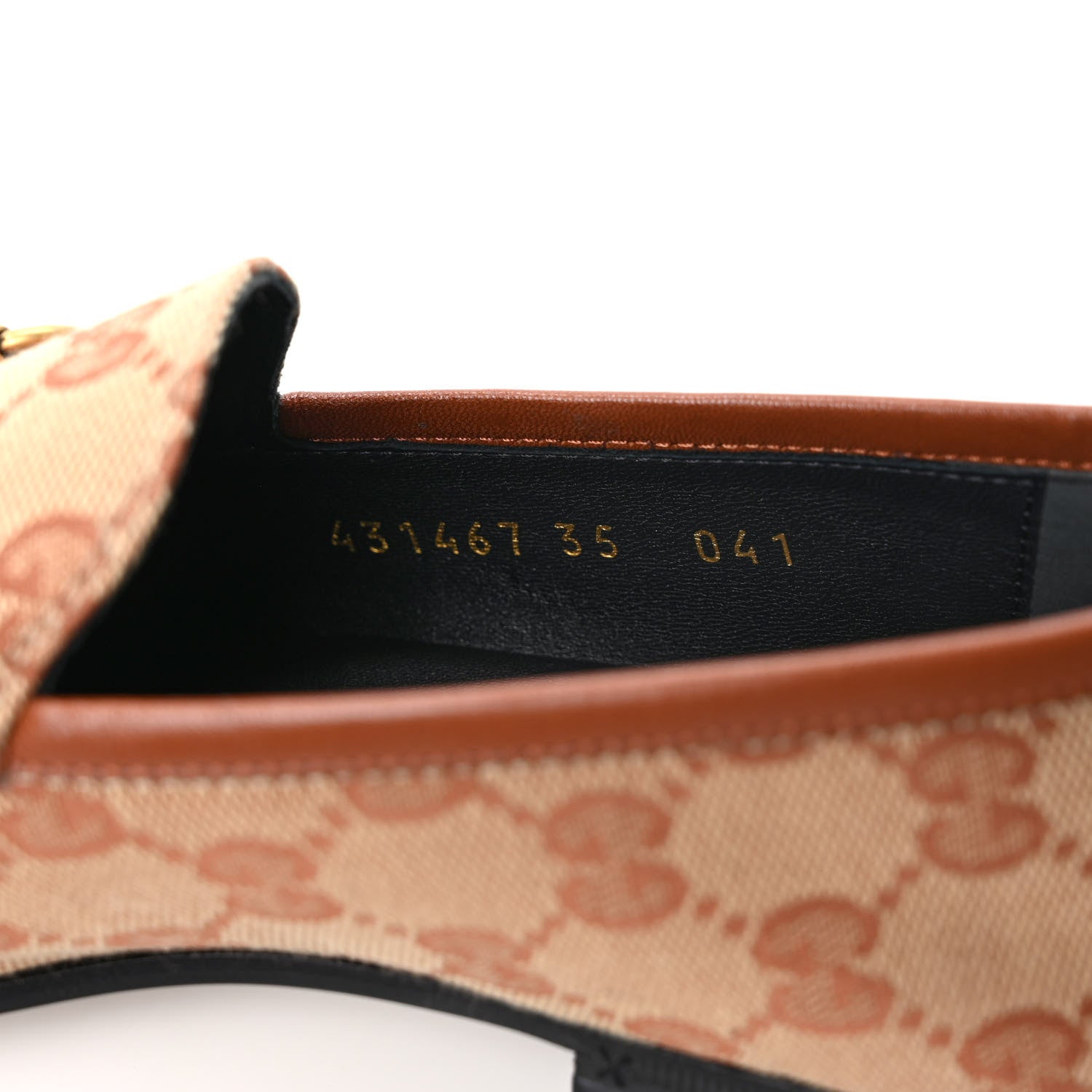 Gucci Canvas GG Monogram Horsebit Womens Jordaan Loafers 35 Beige Ruggine 8 of 8