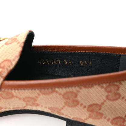 Gucci Canvas GG Monogram Horsebit Womens Jordaan Loafers 35 Beige Ruggine 8 of 8