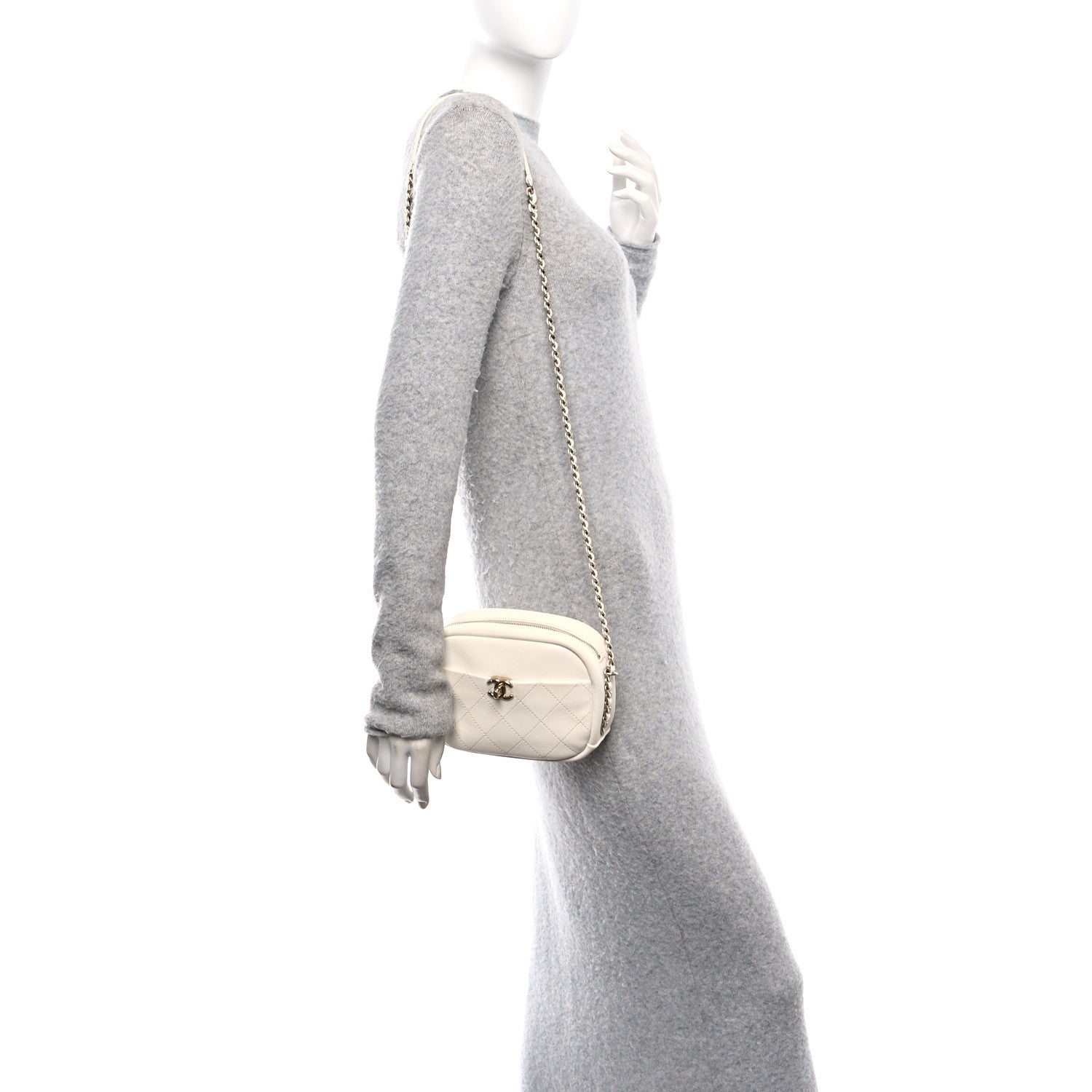 Chanel Goatskin Quilted Small Casual Trip Camera Case White 2 of 12