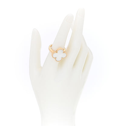 Van Cleef & Arpels 18K Yellow Gold Mother of Pearl Magic Alhambra Ring 54 6.75 2 of 5