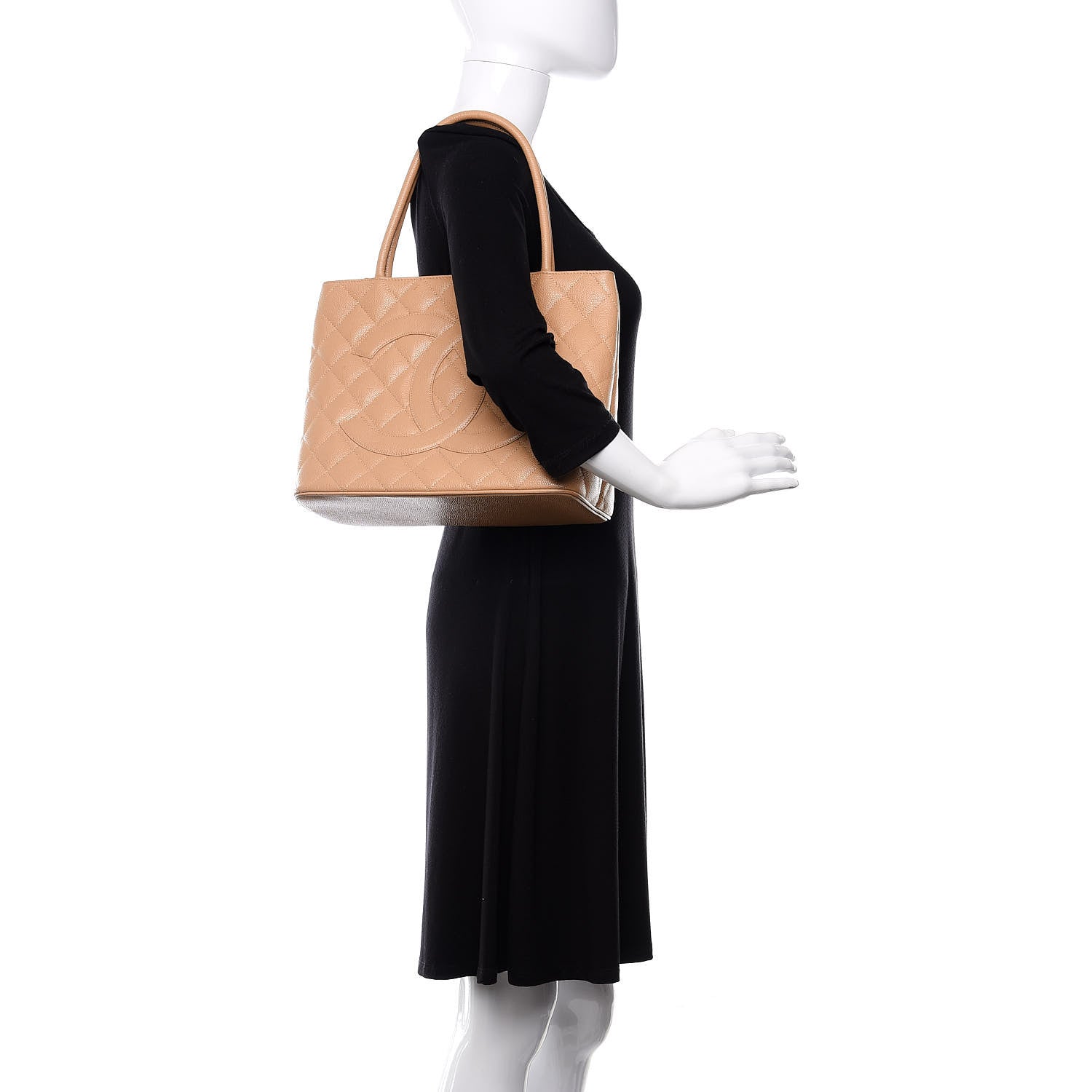 Chanel Caviar Quilted Medallion Tote Beige 2 of 12