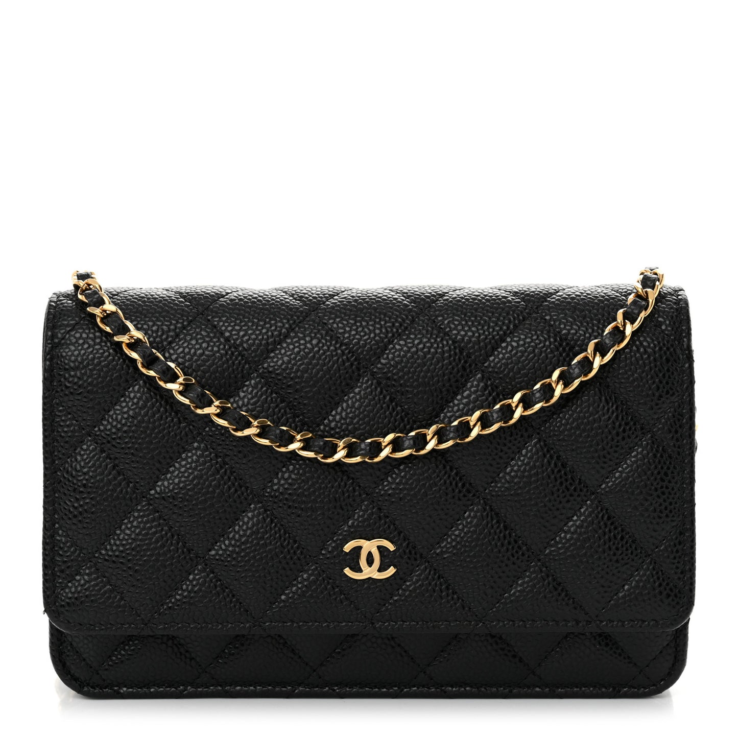 Caviar Quilted Wallet on Chain WOC Black