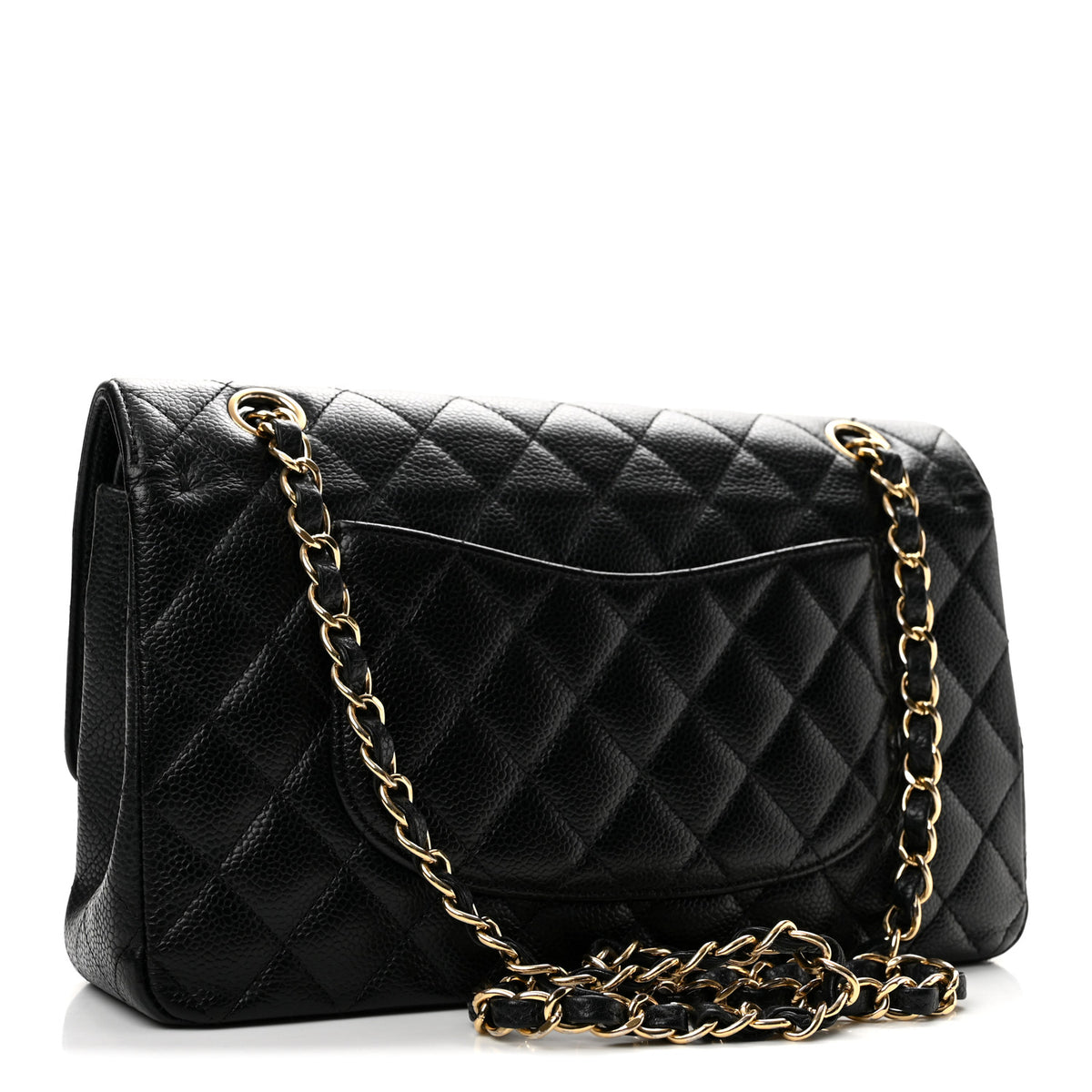 Caviar Quilted Medium Double Flap Black