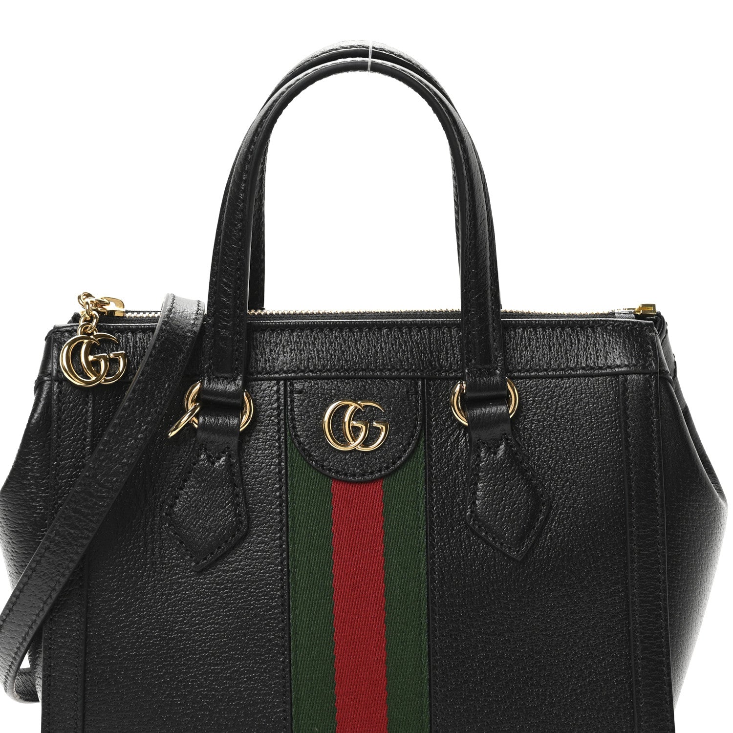 Gucci Textured Calfskin Web Small Ophidia Tote Bag Black 8 of 10