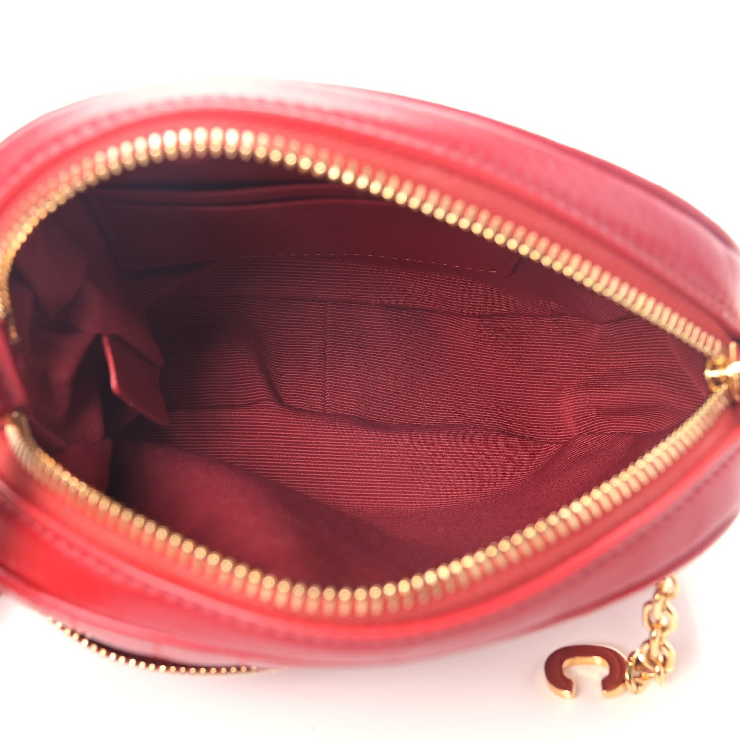 Celine Calfskin Quilted Small C Charm Bag Red 4 of 4