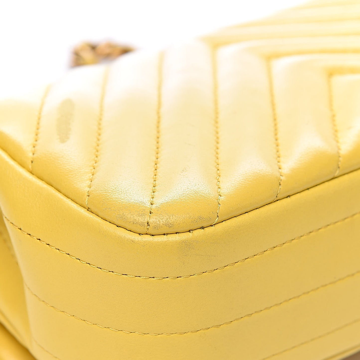 Lambskin Chevron Quilted Extra Mini Rectangular Flap Yellow
