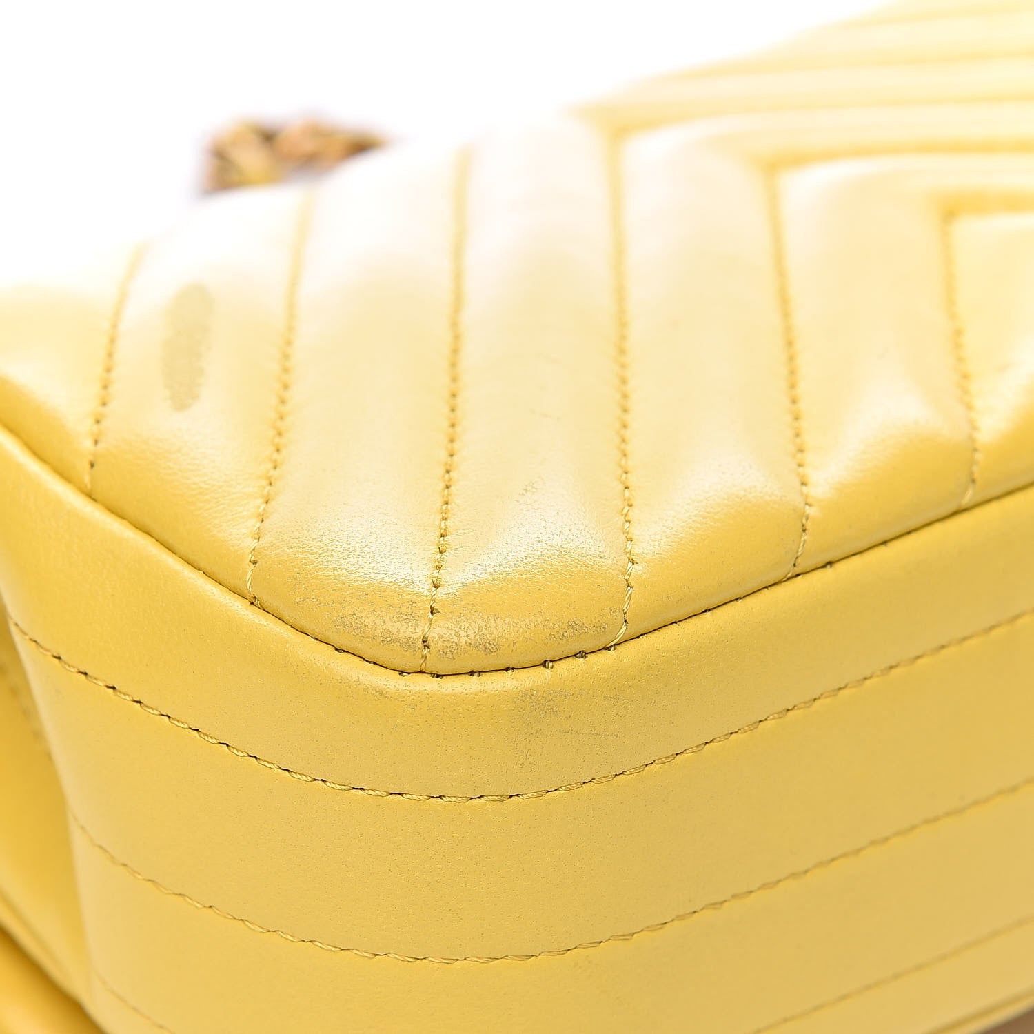 Chanel Lambskin Chevron Quilted Extra Mini Rectangular Flap Yellow 16 of 18
