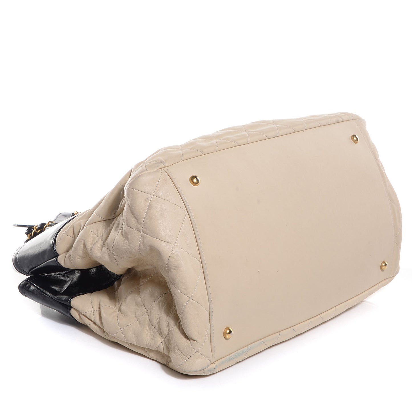 Calfskin In The Mix Shopping Tote Beige Black