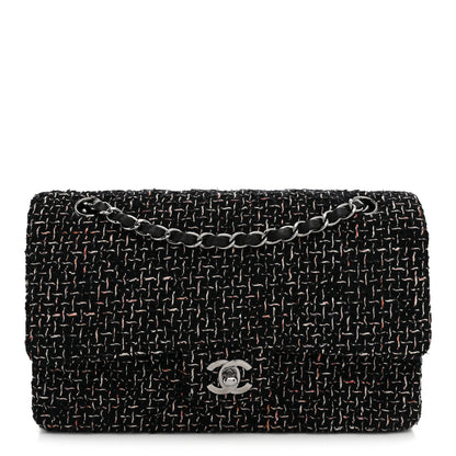 Chanel Tweed Quilted Medium Double Flap Black 1 of 11