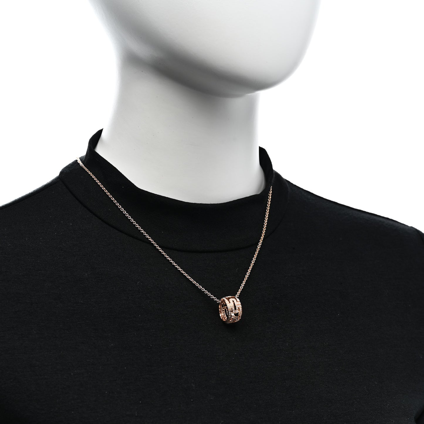 18K Rose Gold Diamond Parentesi Ring Pendant Necklace