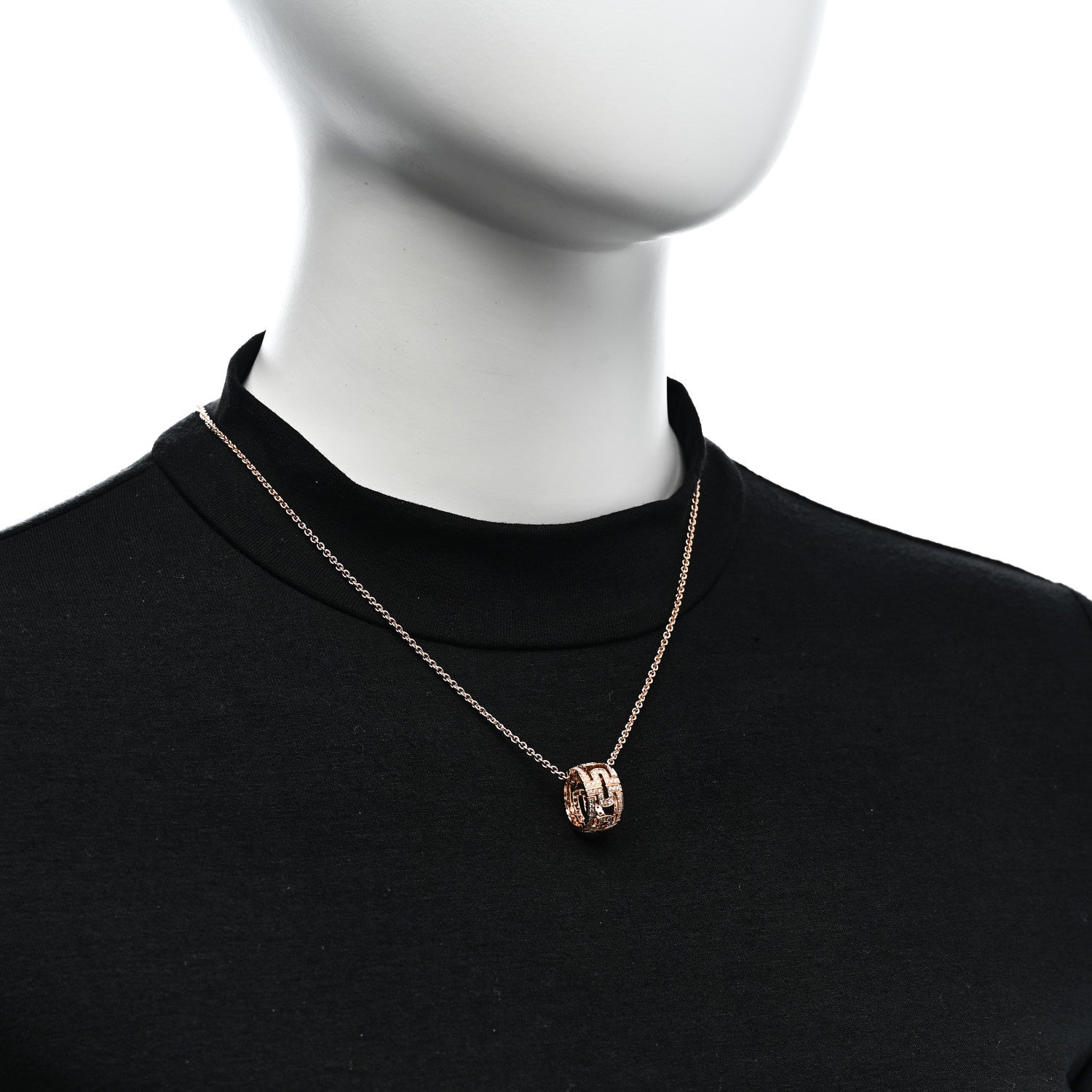 Bulgari 18K Rose Gold Diamond Parentesi Ring Pendant Necklace 2 of 7