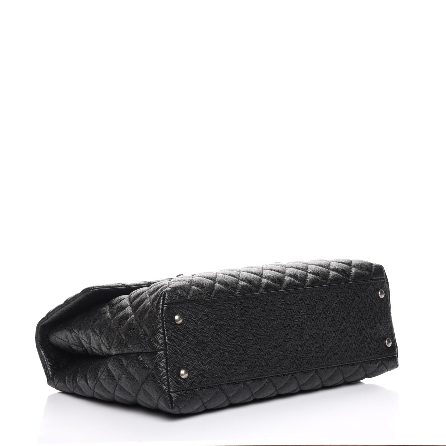 Caviar Quilted Large Coco Handle Flap Black