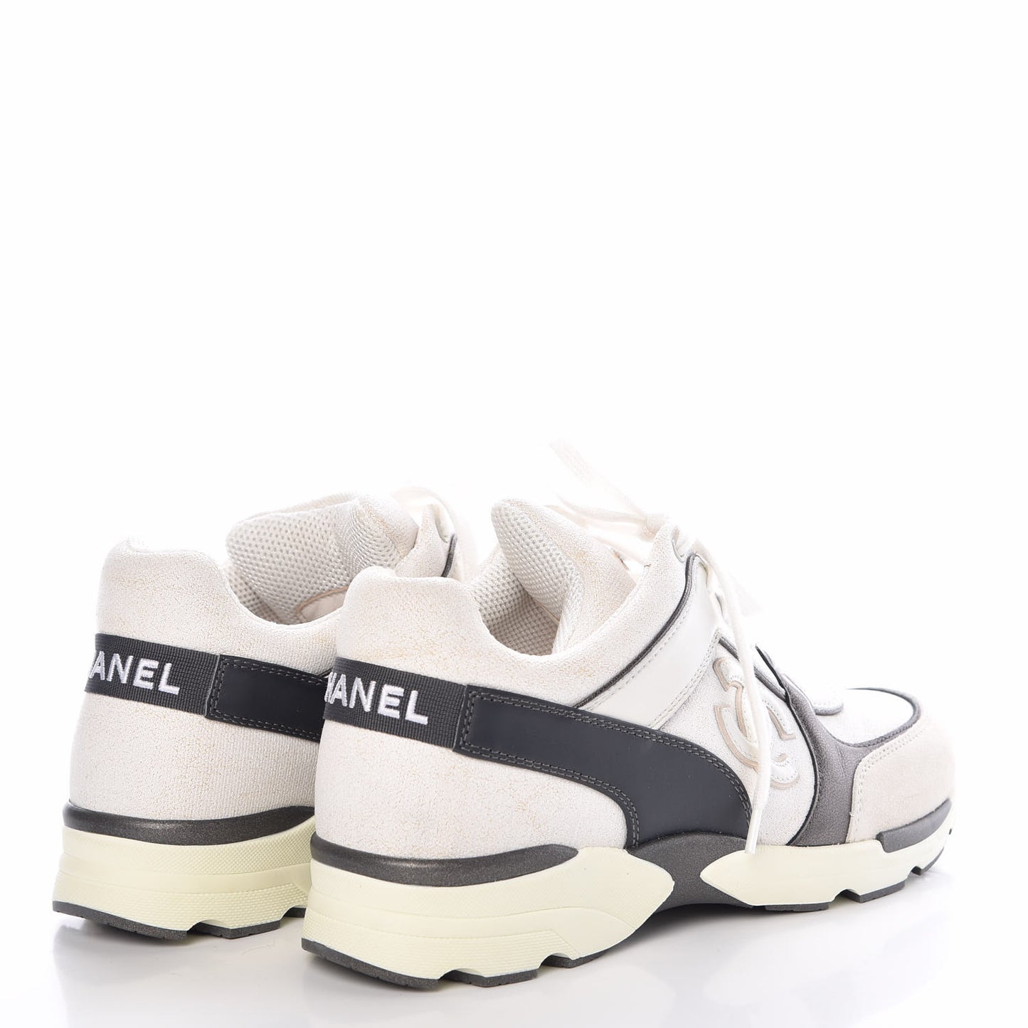 Suede Calfskin CC Sneakers 37 White Grey