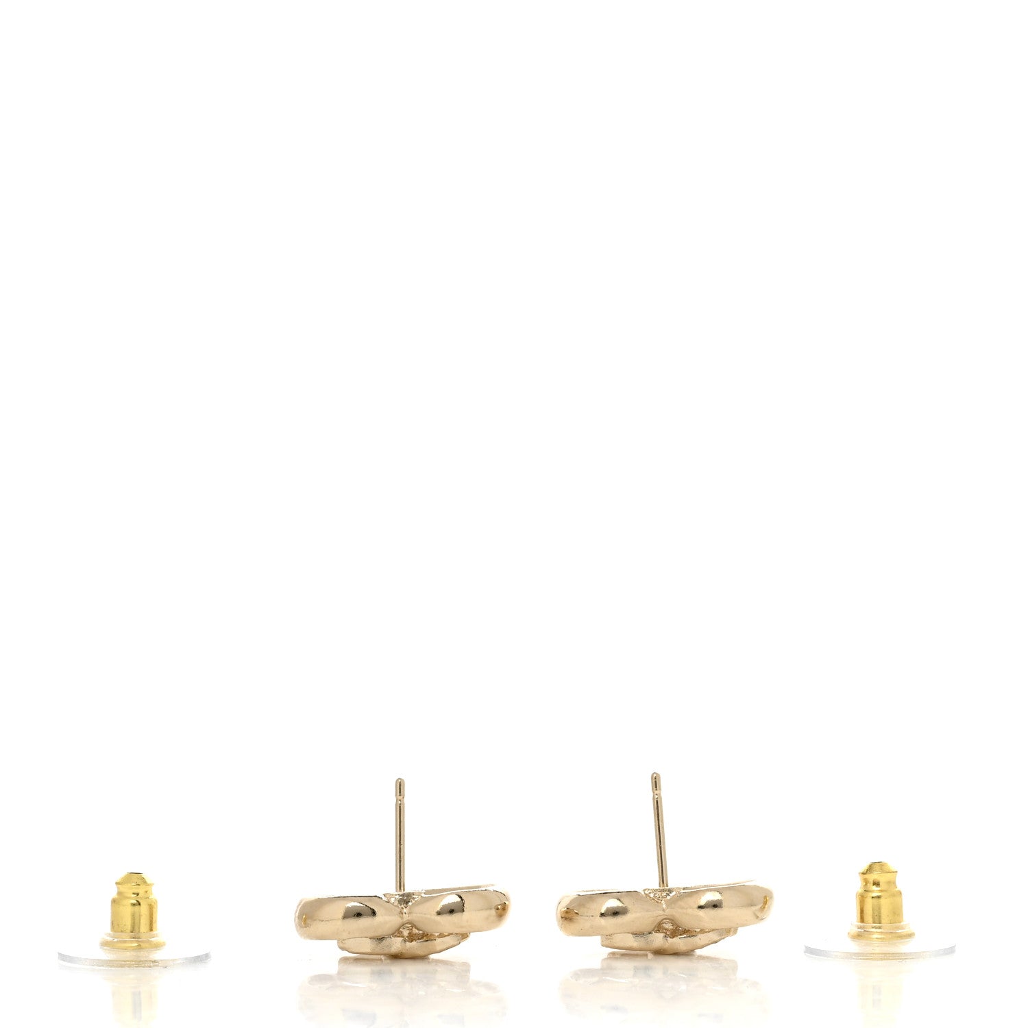 Chanel Metal Crystal CC Logo Heart Earrings Gold 3 of 4
