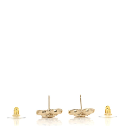 Chanel Metal Crystal CC Logo Heart Earrings Gold 3 of 4
