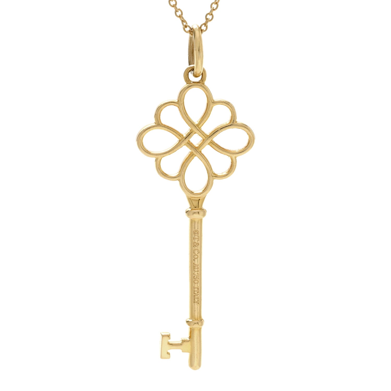 Tiffany 18K Yellow Gold Knot Key Pendant Necklace 4 of 6