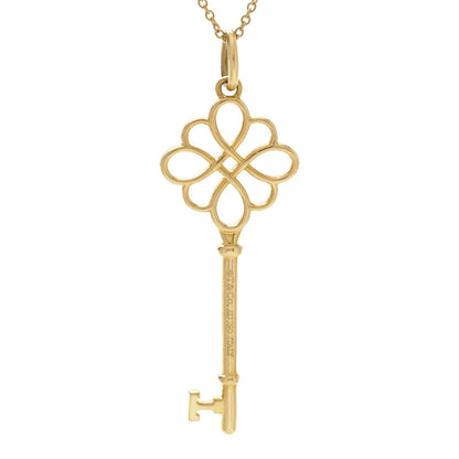 Tiffany 18K Yellow Gold Knot Key Pendant Necklace 4 of 6