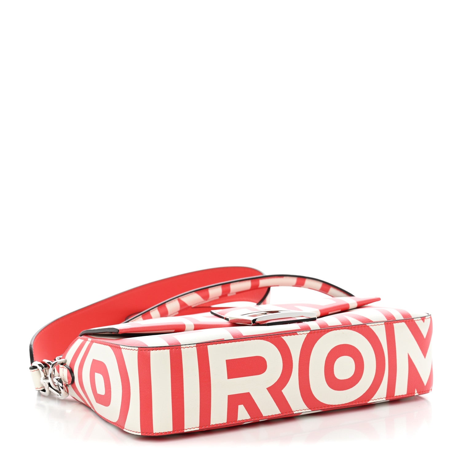 Fendi X MARC JACOBS Vitello Seta Logo Print Baguette Glow Coral White 4 of 12