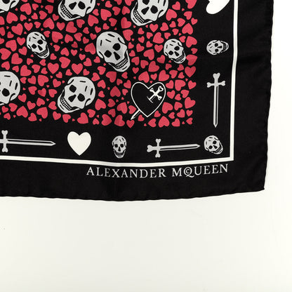 Alexander McQueen Silk Heart Skull Print Scarf Red 2 of 3