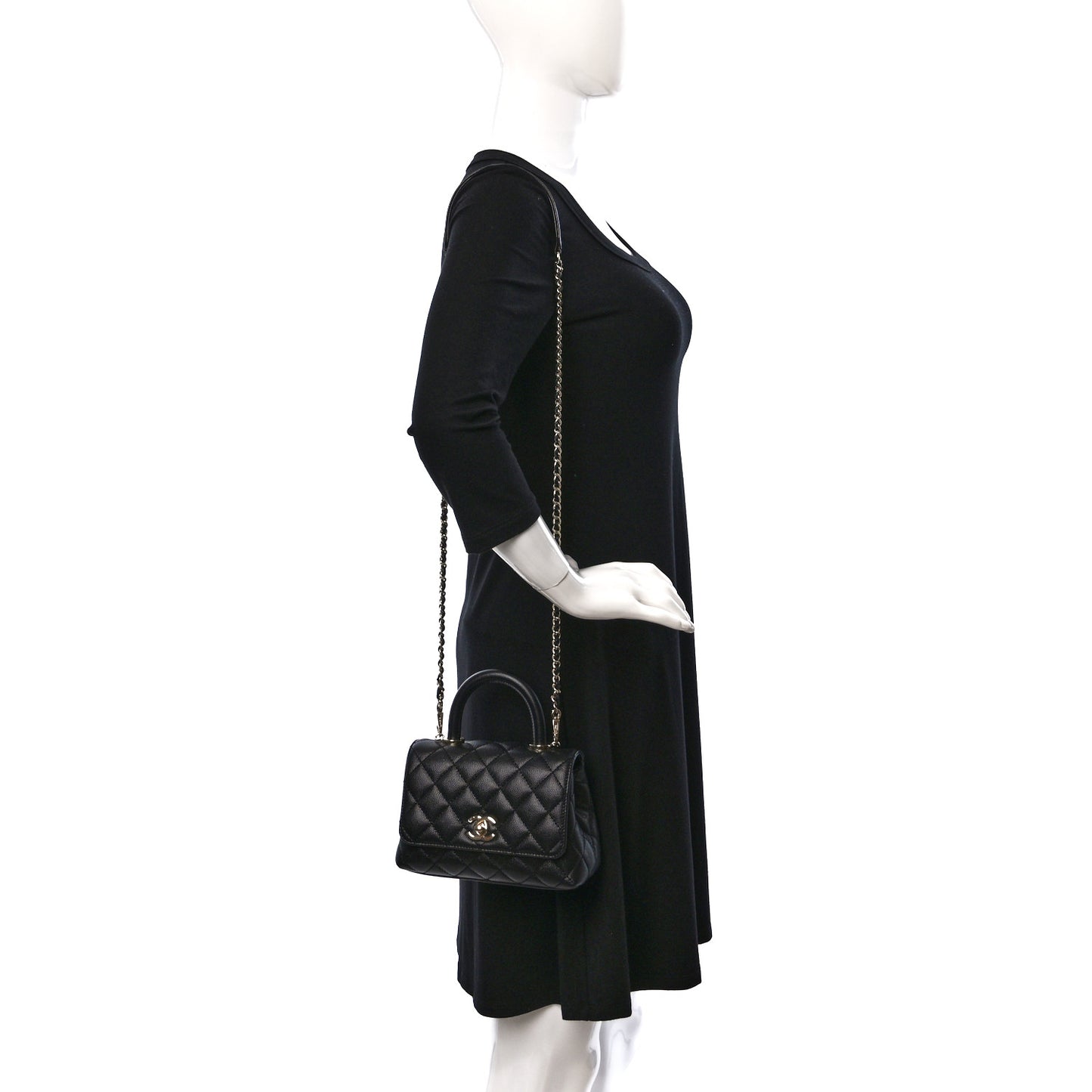 Caviar Quilted Extra Mini Coco Handle Flap Black