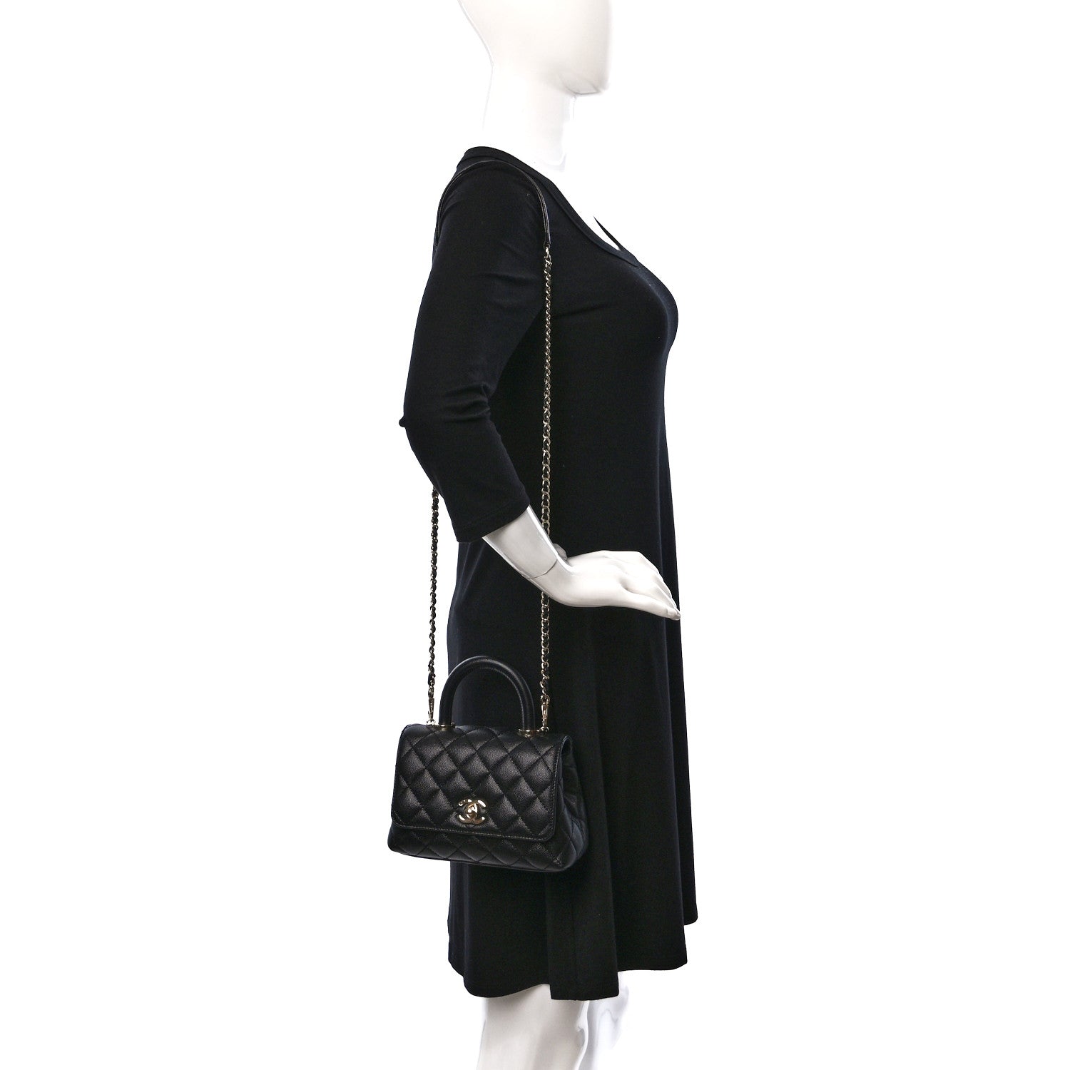 Chanel Caviar Quilted Extra Mini Coco Handle Flap Black 2 of 9