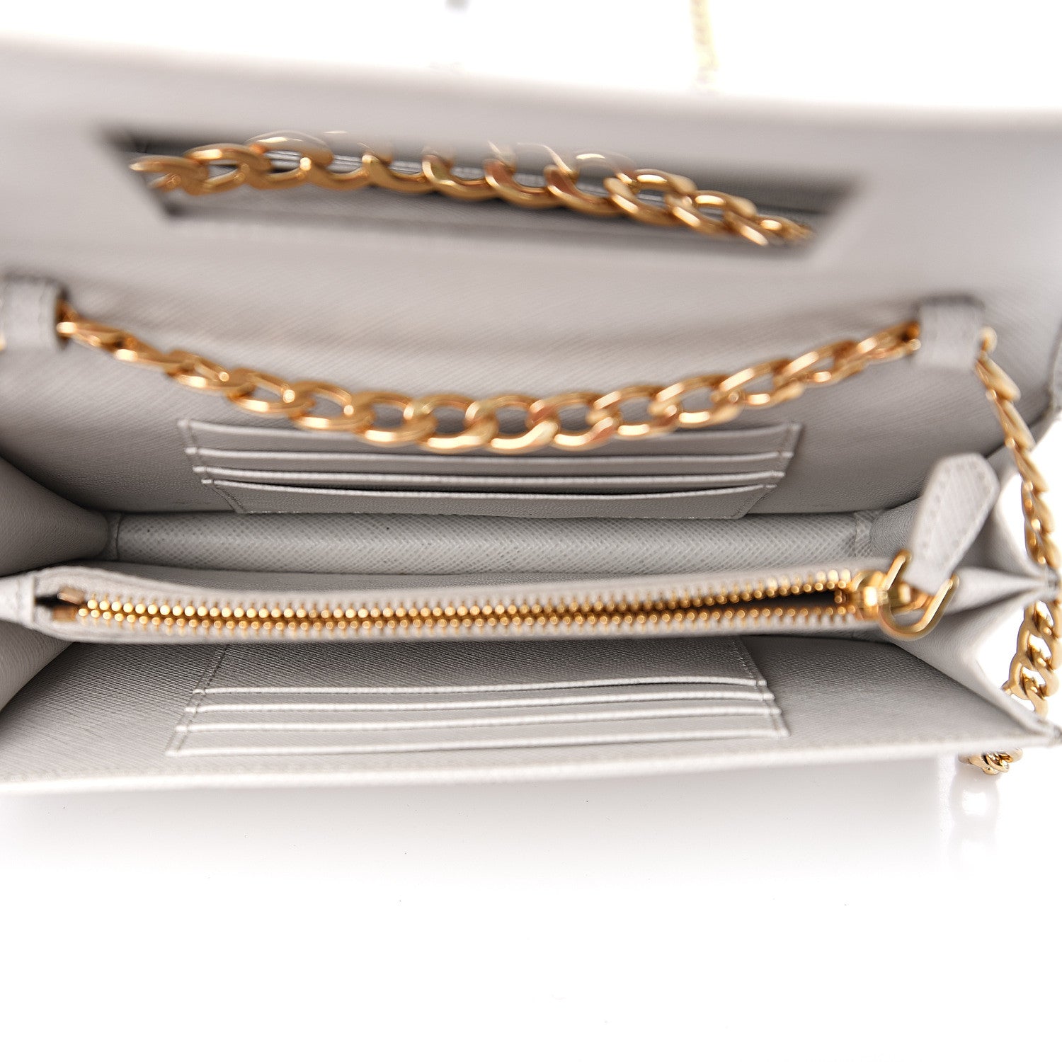 Prada Saffiano Lux Chain Wallet White 4 of 11