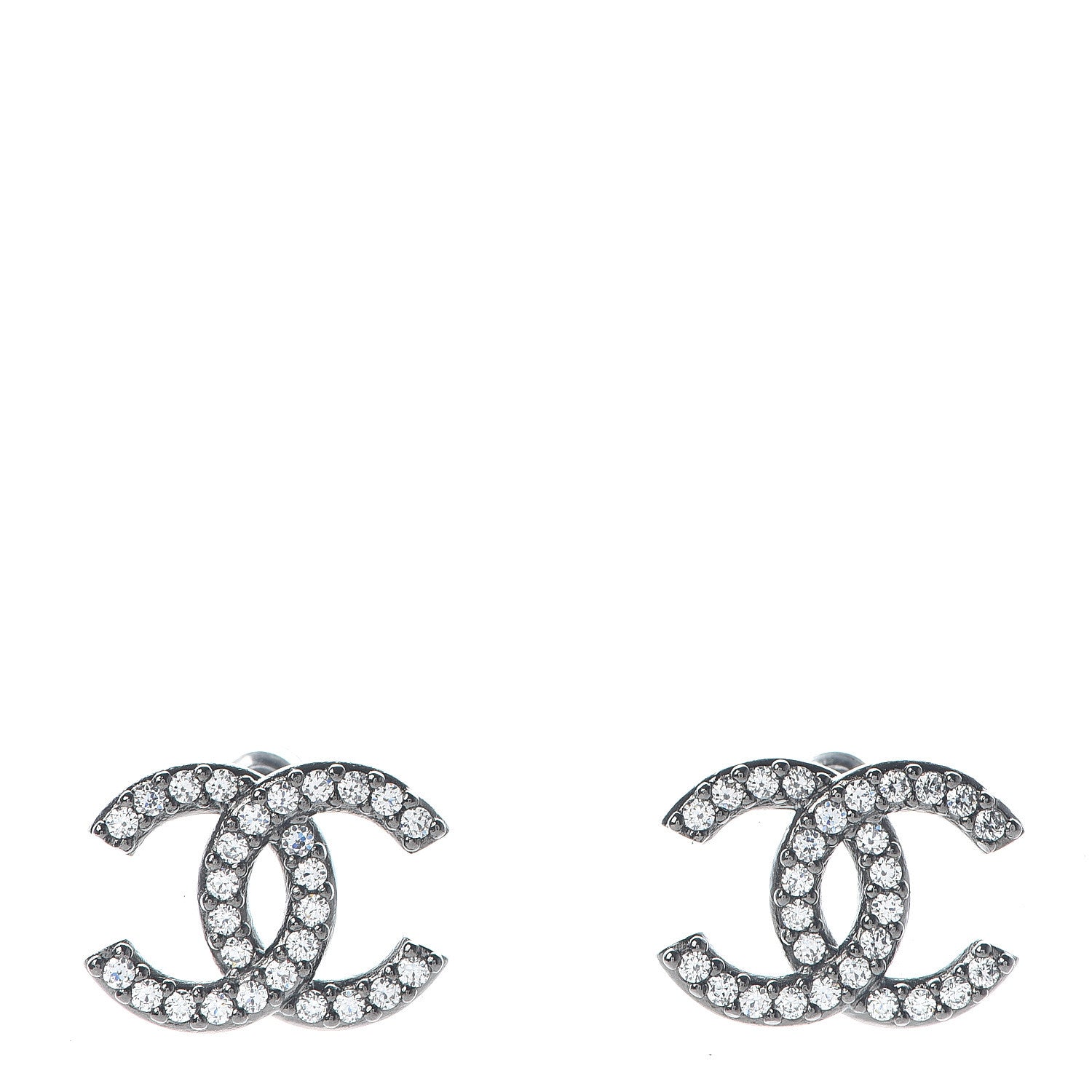 Chanel Crystal CC Earrings Silver 1 of 6
