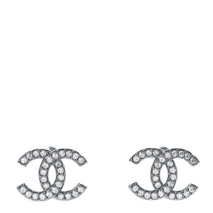 Chanel Crystal CC Earrings Silver 1 of 6