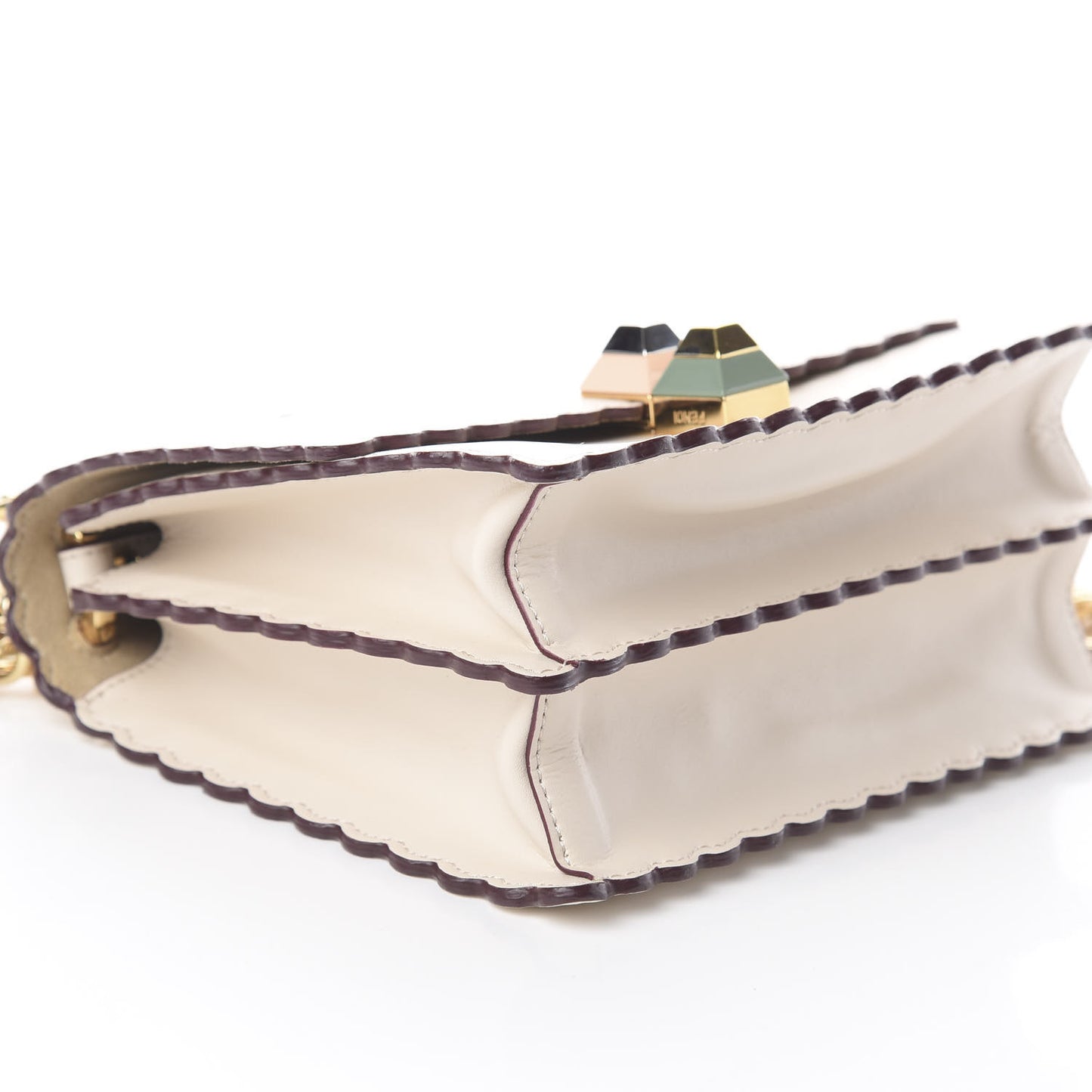 Vitello Liberty Scalloped Studded Small Kan I Shoulder Bag Camelia