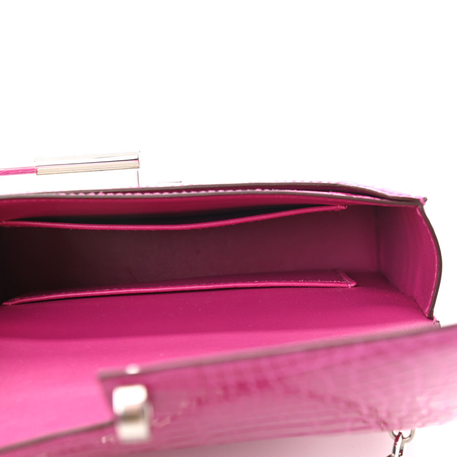 Hermes Shiny Alligator Mini Verrou Chaine Bag Rose Scheherazade 5 of 11