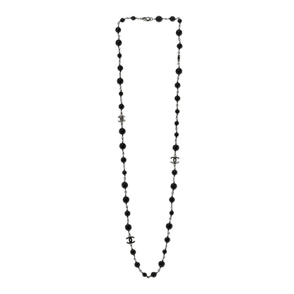 Chanel Bead CC Long Necklace Silver Black 3 of 5