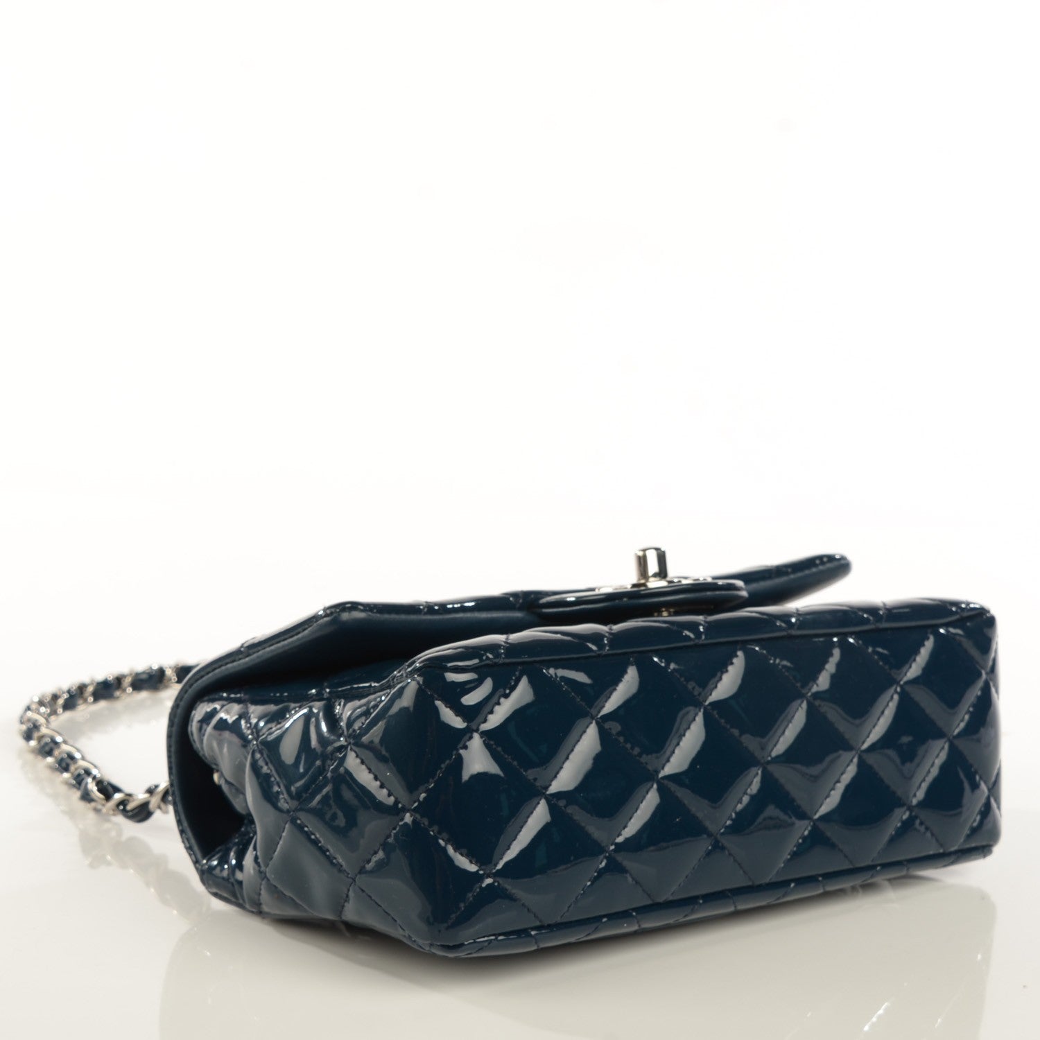 Chanel Patent Calfskin Quilted Mini Rectangular Flap Navy Blue 4 of 9