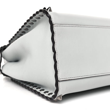 Fendi Vitello Seta Shiny Nappa Scalloped Studded Mini Peekaboo Iconic Satchel Grigio Perla 7 of 8