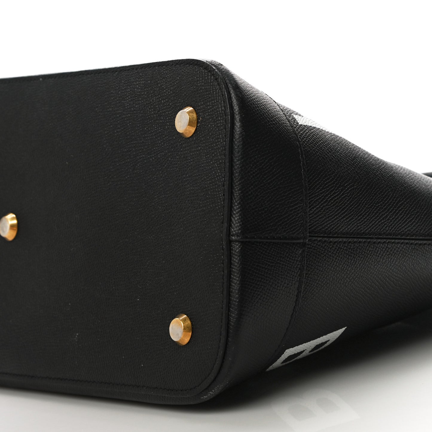 Signature Grained Calfskin Logo M Ville Top Handle Bag Black